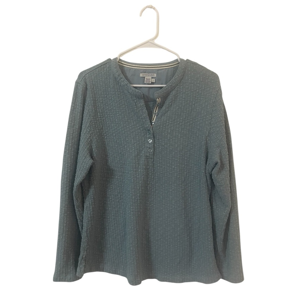 Carbon2Cobalt Blue Textured 100% Cotton Sweater